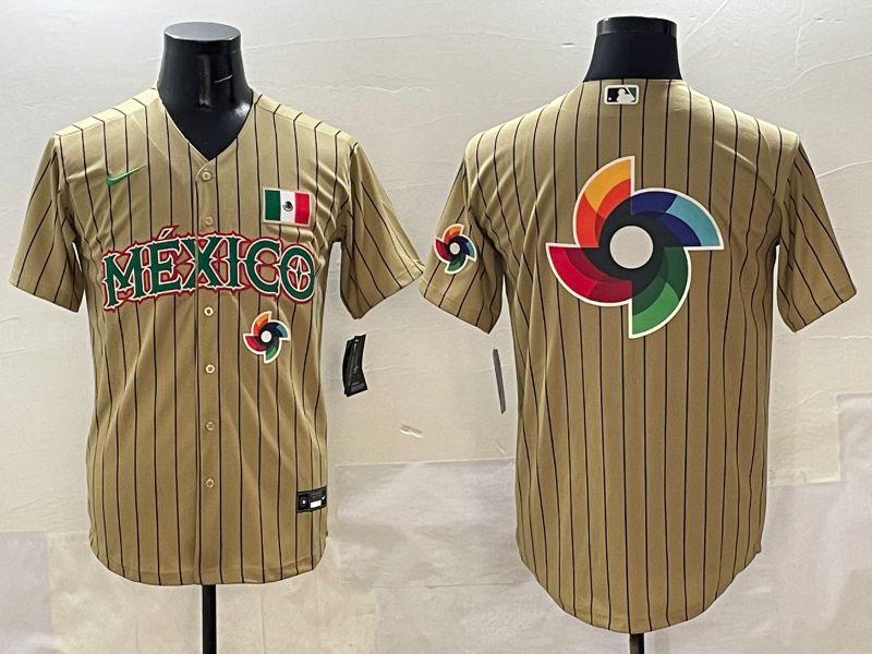 Men Mexico Blank Brown Stripe Joint Name 2025 Nike MLB Jersey style 20->more jerseys->MLB Jersey